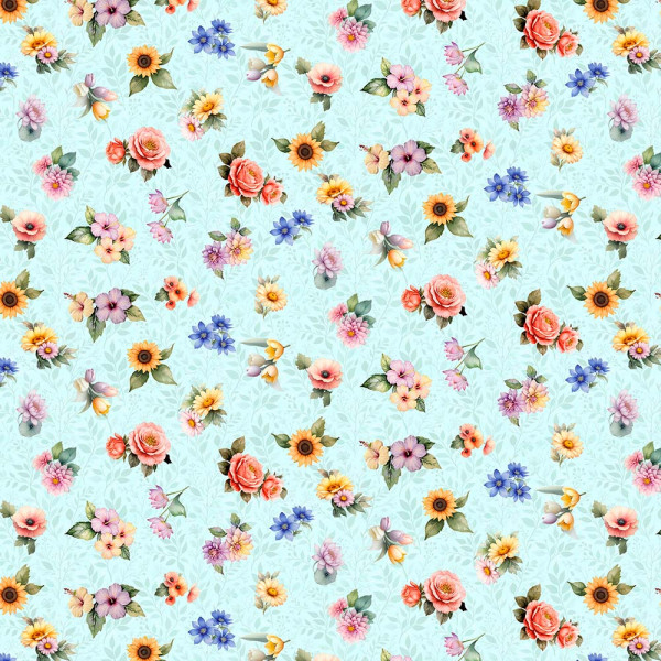 AB26 - TRICOL. COLEÇÃO ALMA CAMPESTRE - FLORAL - 100% ALGODÃO - A2306-001