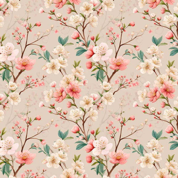 AB26 - TRICOL. COLEÇÃO BELLE JARDIN - FLORAL MAIOR COM GALHOS - 100% ALGODÃO - A2551-001