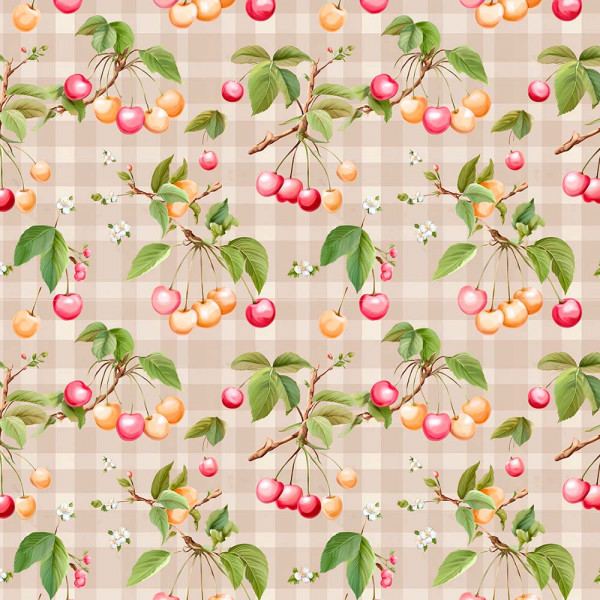 AB26 - TRICOL. COLEÇÃO BELLE JARDIN - CEREJAS - 100% ALGODÃO - A2550-001