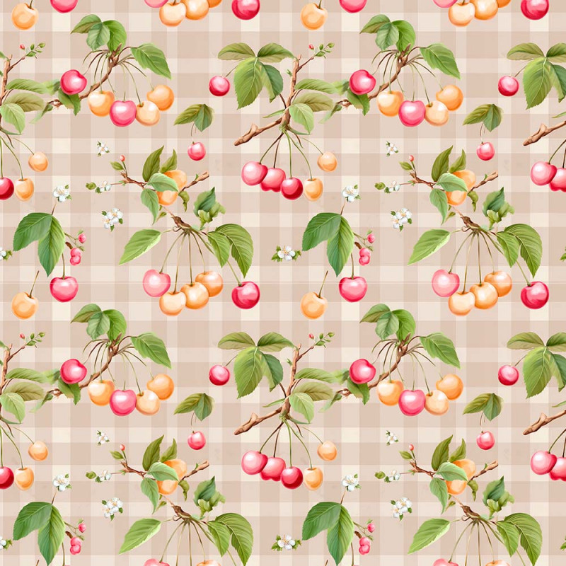 AB26 - TRICOL. COLEÇÃO BELLE JARDIN - CEREJAS - 100% ALGODÃO - A2550-001