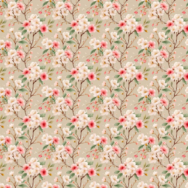 AB26 - TRICOL. COLEÇÃO BELLE JARDIN - FLORAL MÉDIO COM GALHOS - 100% ALGODÃO - A2554-001