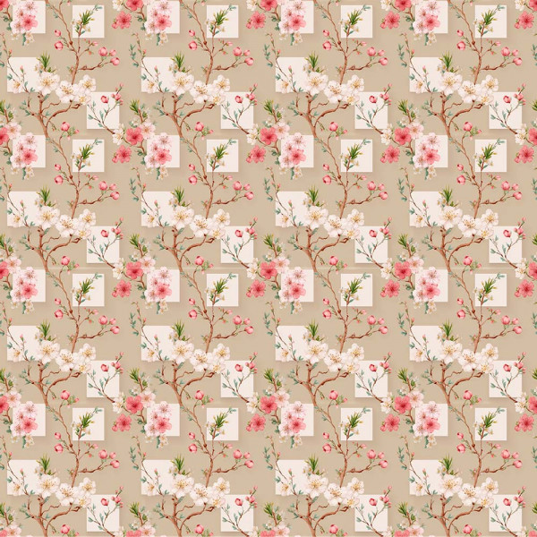 AB26 - TRICOL. COLEÇÃO BELLE JARDIN - FLORAL MENOR COM GALHOS - 100% ALGODÃO - A2553-001