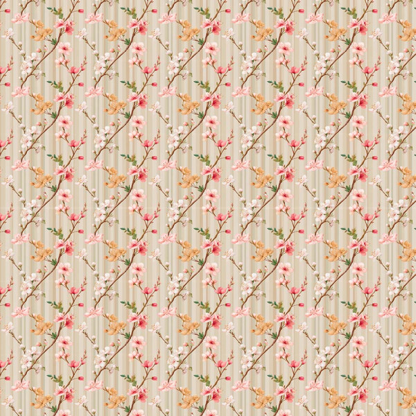 AB26 - TRICOL. COLEÇÃO BELLE JARDIN - FLORAL FUNDO LISTRADO - 100% ALGODÃO - A2552-001