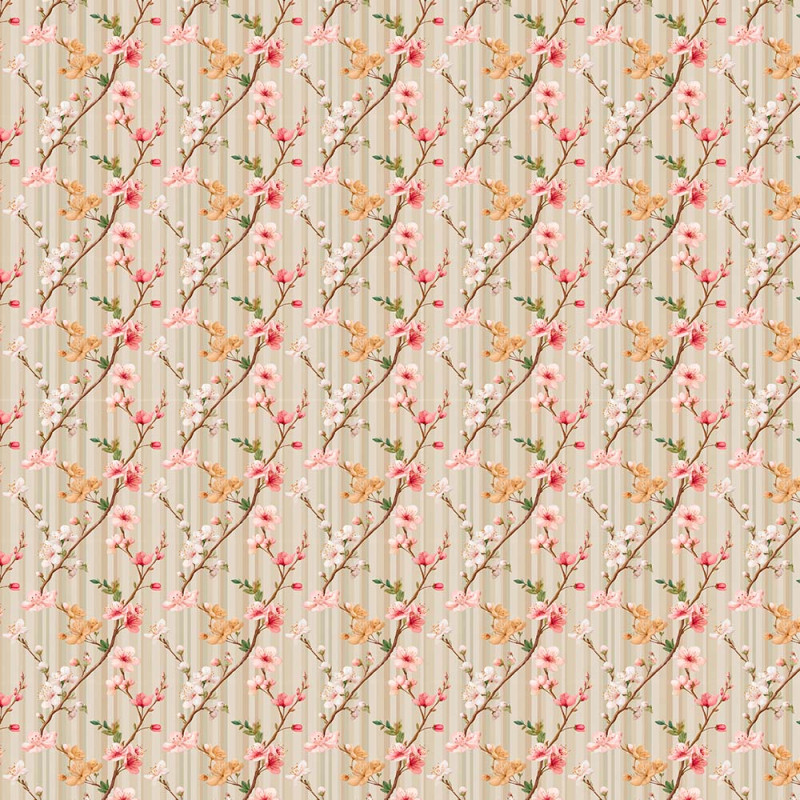 AB26 - TRICOL. COLEÇÃO BELLE JARDIN - FLORAL FUNDO LISTRADO - 100% ALGODÃO - A2552-001