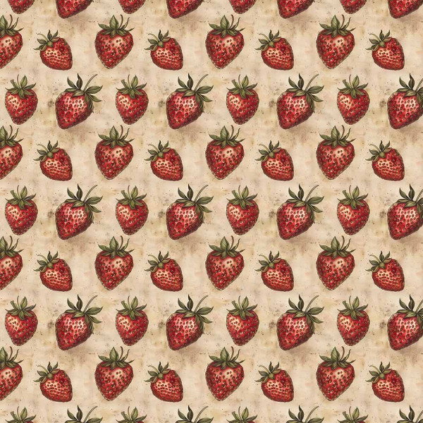 AB26 - TRICOL. COLEÇÃO VINTAGE FRUITS - MORANGO - 100% ALGODÃO - A2642-001- 0,50m X 1,50m