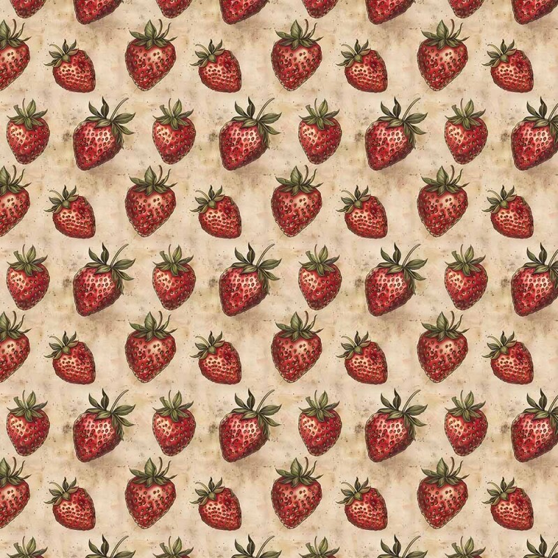 AB26 - TRICOL. COLEÇÃO VINTAGE FRUITS - MORANGO - 100% ALGODÃO - A2642-001- 0,50m X 1,50m