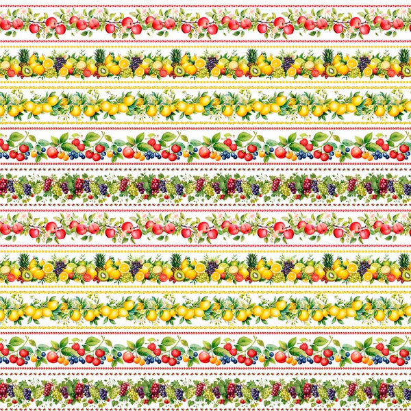 AB26 - TRICOL. COLEÇÃO BARRADOS - BARRADO FRUTAS FUNDO BRANCO - 100% ALGODÃO - A2746-001