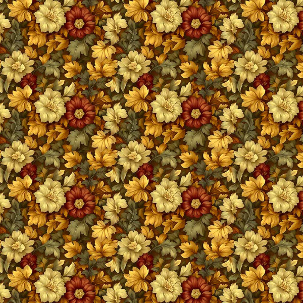 AB26 - TRICOL. COLEÇÃO GOLDEN GROVE - FLORAL MÉDIO CHEIO - 100% ALGODÃO - A2764-001