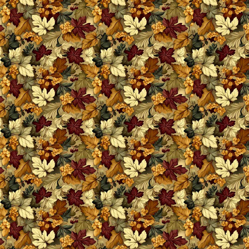 AB26 - TRICOL. COLEÇÃO GOLDEN GROVE - FOLHAS FUNDO BEGE - 100% ALGODÃO - A2758-001 AB26 - TRICOL. COLEÇÃO GOLDEN GROVE - FOLHAS FUNDO BEGE - 100% ALGODÃO - A2758-001