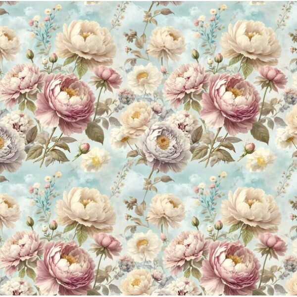 MI26 - TRICOL. COLEÇÃO VINTAGE BIRDS - ROSAS FUNDO AZUL - 100% ALGODÃO - A3334-001 MI26 - TRICOL. COLEÇÃO VINTAGE BIRDS - ROSAS FUNDO AZUL - 100% ALGODÃO - A3334-001