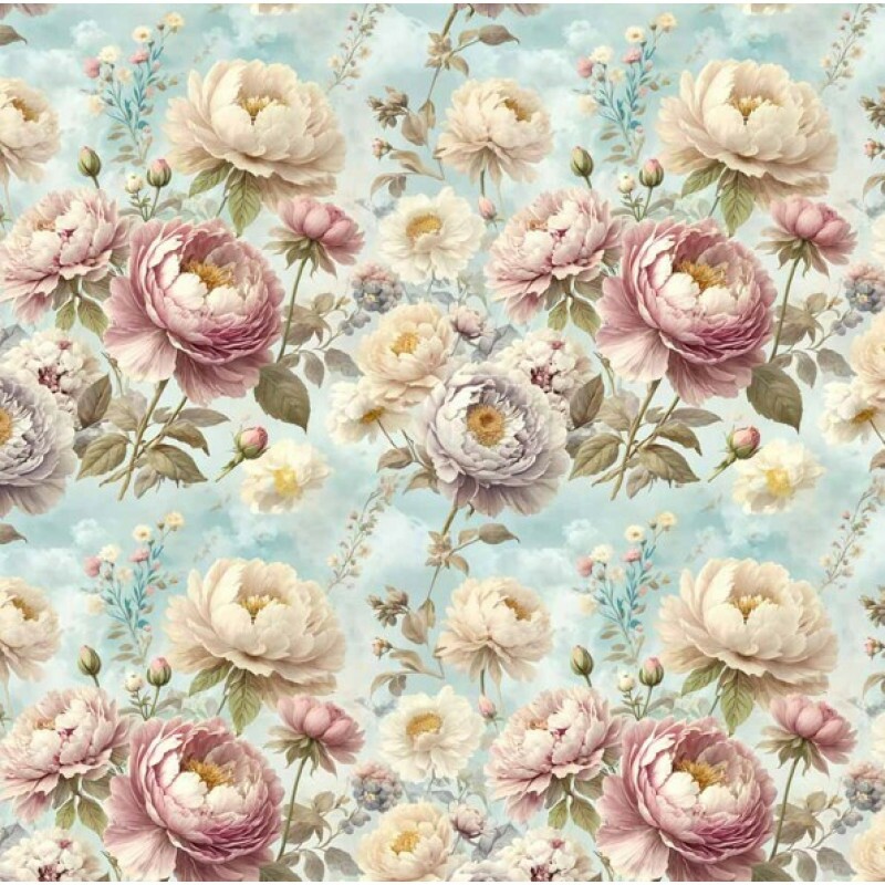 MI26 - TRICOL. COLEÇÃO VINTAGE BIRDS - ROSAS FUNDO AZUL - 100% ALGODÃO - A3334-001 MI26 - TRICOL. COLEÇÃO VINTAGE BIRDS - ROSAS FUNDO AZUL - 100% ALGODÃO - A3334-001