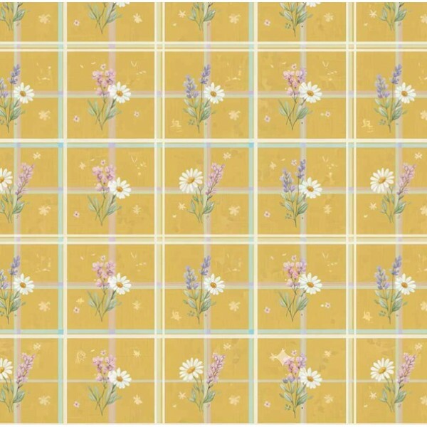 MI26 - TRICOL. COLEÇÃO LAVENDER BEE - MARGARIDAS E LAVANDA FUNDO XADREZ AMARELO - 100% ALGODÃO A3538-001 MI26 - TRICOL. COLEÇÃO LAVENDER BEE - MARGARIDAS E LAVANDA FUNDO XADREZ AMARELO - 100% ALGODÃO A3538-001