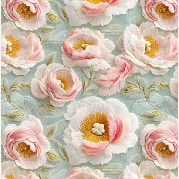MI26 - TRICOL. COLEÇÃO PEONIES - FLOR GRANDE - 100% ALGODÃO A4021-001