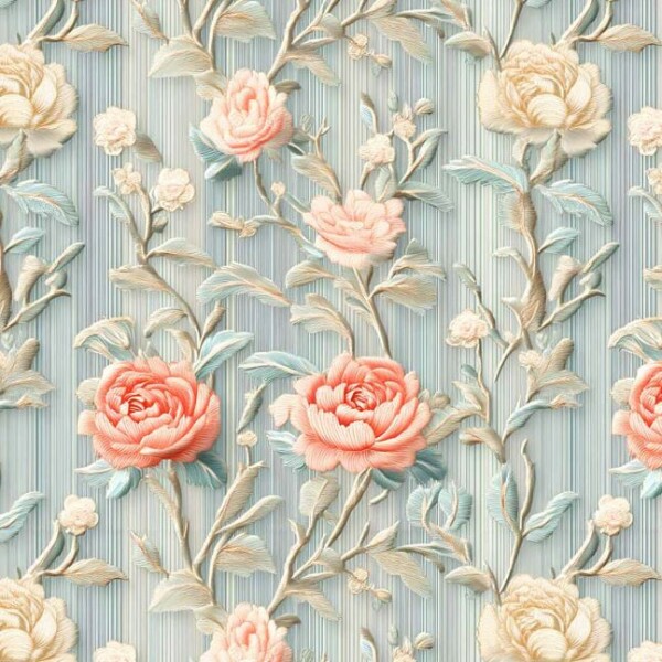MI26 - TRICOL. COLEÇÃO PEONIES - FLOR COM RAMOS - 100% ALGODÃO A4019-001