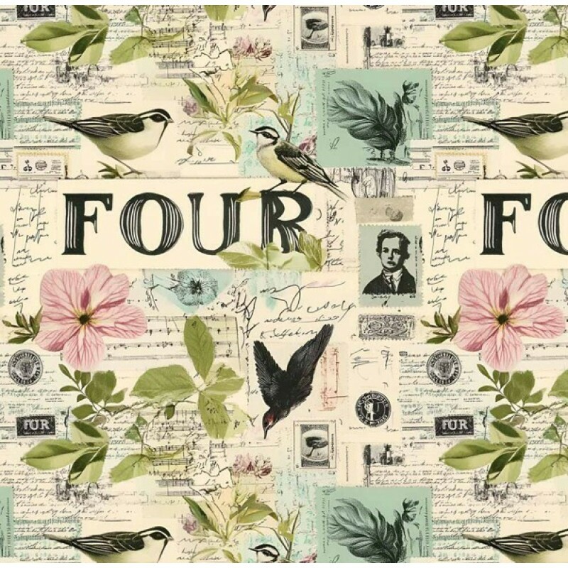 MI26 - TRICOL. COLEÇÃO PASSAROS E POESIA - PASSAROS COM FOLHAS E FLORES - 100% ALGODÃO A4078-001 MI26 - TRICOL. COLEÇÃO PASSAROS E POESIA - PASSAROS COM FOLHAS E FLORES - 100% ALGODÃO A4078-001