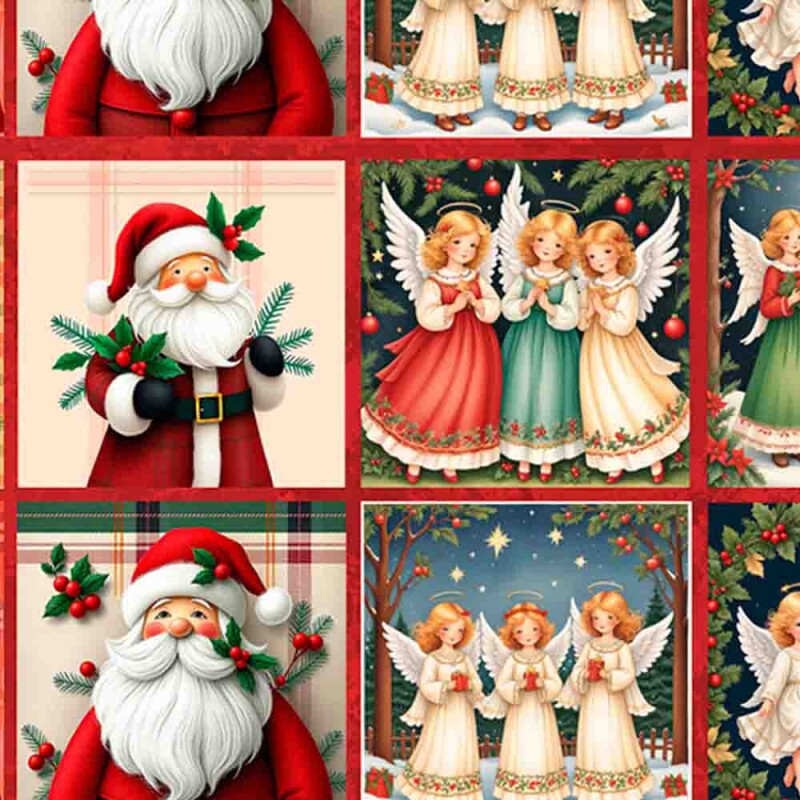TRICOLINE 100% ALGODÃO DIGITAL  - NATAL 2025 -  PAINEL PAPAI NOEL E ANJOS