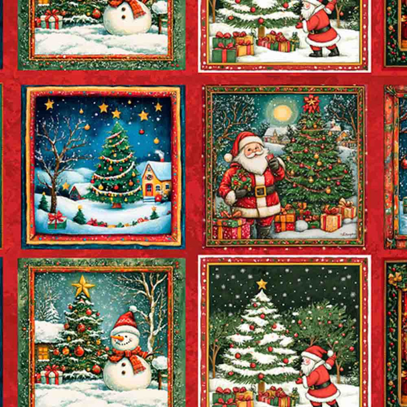 TRICOLINE 100% ALGODÃO DIGITAL  - NATAL 2025 -  PAINEL PAPAI NOEL E BONECO DE NEVE