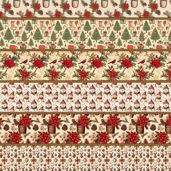 TRICOLINE 100% ALGODÃO DIGITAL  - NATAL 2025 -  BARRADO VINTAGE