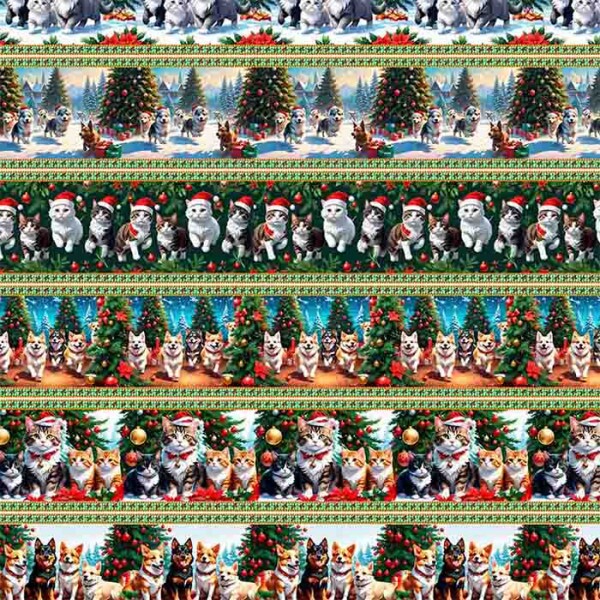 TRICOLINE 100% ALGODÃO DIGITAL  - NATAL 2025 -  BARRADO PET