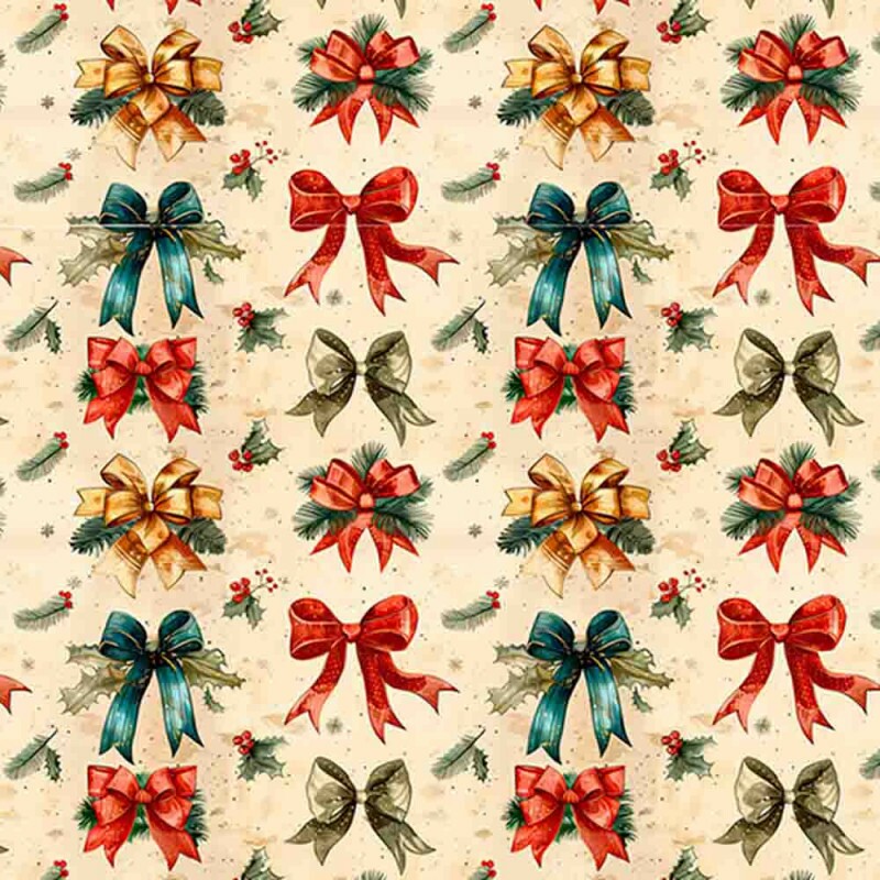 TRICOLINE 100% ALGODÃO DIGITAL  - NATAL 2025 -  VINTAGE LAÇOS