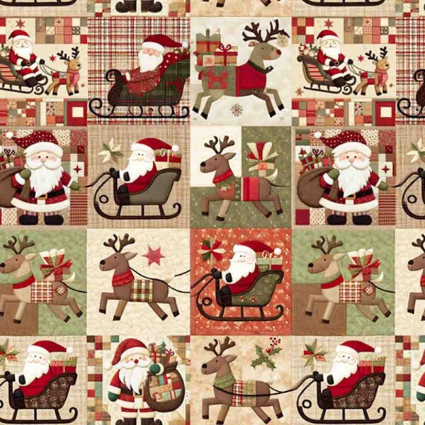TRICOLINE 100% ALGODÃO DIGITAL  - NATAL 2025 -  PATCHWORK PAPAI NOEL PEQUENO