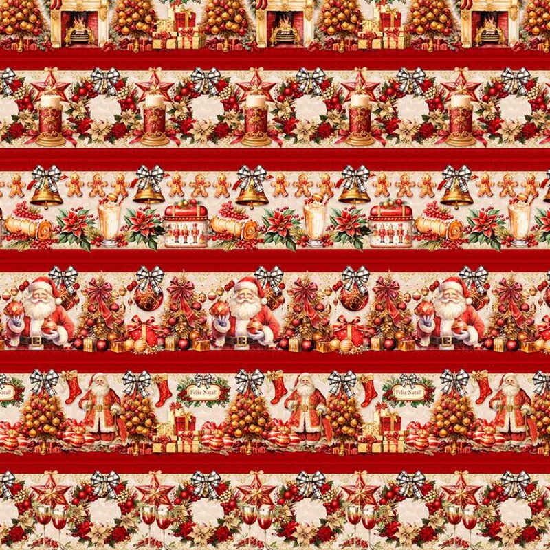 COLEÇÃO NATAL 2025 - TRIC. DIGITAL - BARRADO DE NATAL VERMELHO
