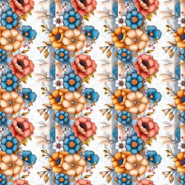 TRICOL. CLUBE MAIS CRIATIVO - COLEÇÃO FLORISTA - FLORAL COM LISTRAS -  100% ALGODÃO  96843/001