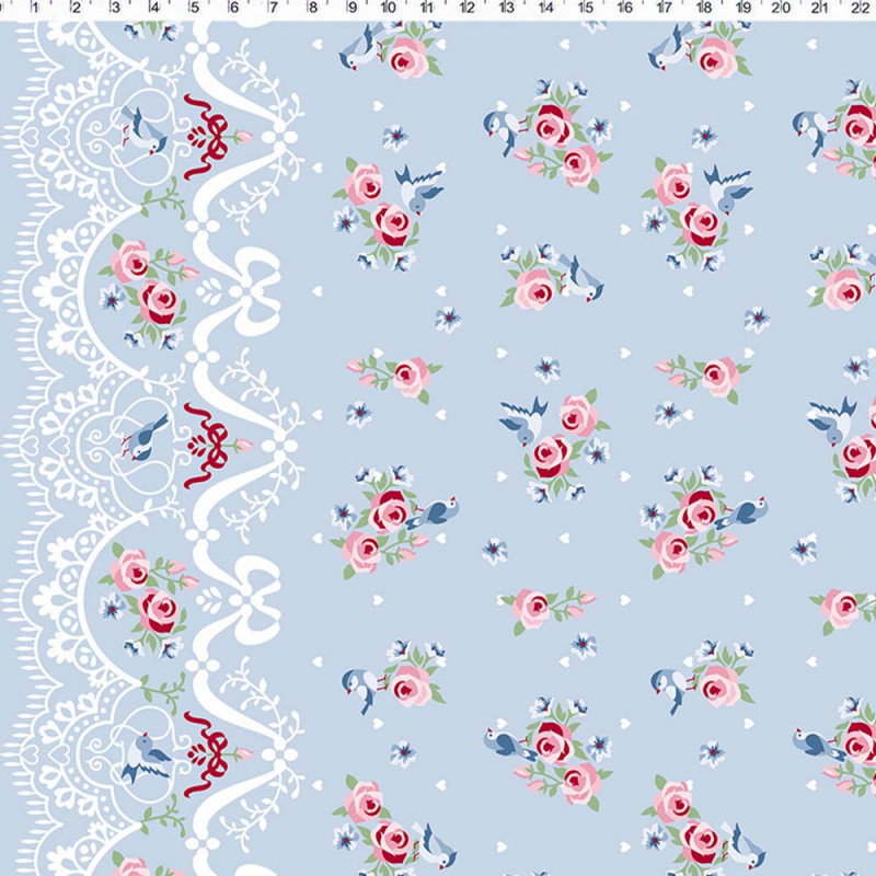 COL/ DIGITAL -  ENTRE LAÇOS E FITAS - BARRADOS DE RENDA FD AZUL - ( 80098 VAR,02 ) - ( E9755 )