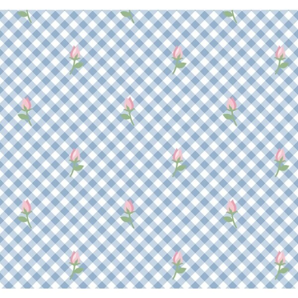 COL/ DIGITAL -  ENTRE LAÇOS E FITAS - XADREZ AZUL C/ ROSAS - ( 80097 VAR,01 ) - ( E9756 )