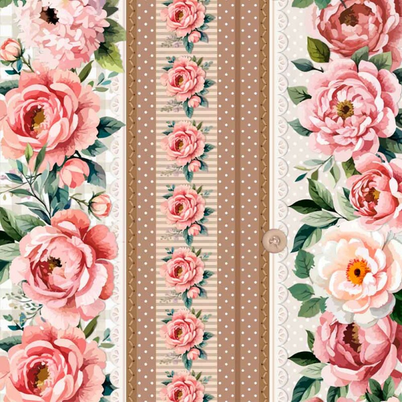 COLEÇÃO  FLOWER LOVE POR CRIS POLETTO - BARRADO BEGE - ( 84577 - VAR,01 ) - C