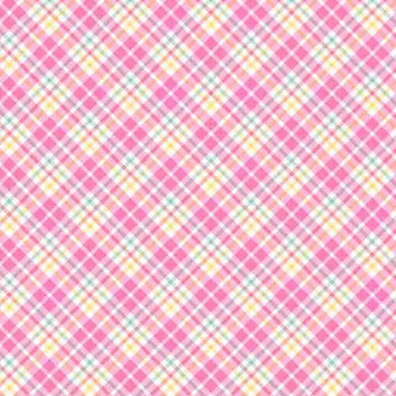 AB25 - FLANELA 100% ALGODÃO DIGITAL  -XADREZ ENVIESADO ROSA