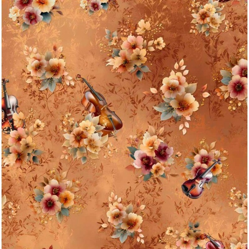 FV26 - TRICOL. COLEÇÃO SINFONIA FLORAL POR JOANA BORGA - FLORAL COM INSTRUMENTOS - 100% ALGODÃO FV26 - TRICOL. COLEÇÃO SINFONIA FLORAL POR JOANA BORGA - FLORAL COM INSTRUMENTOS - 100% ALGODÃO