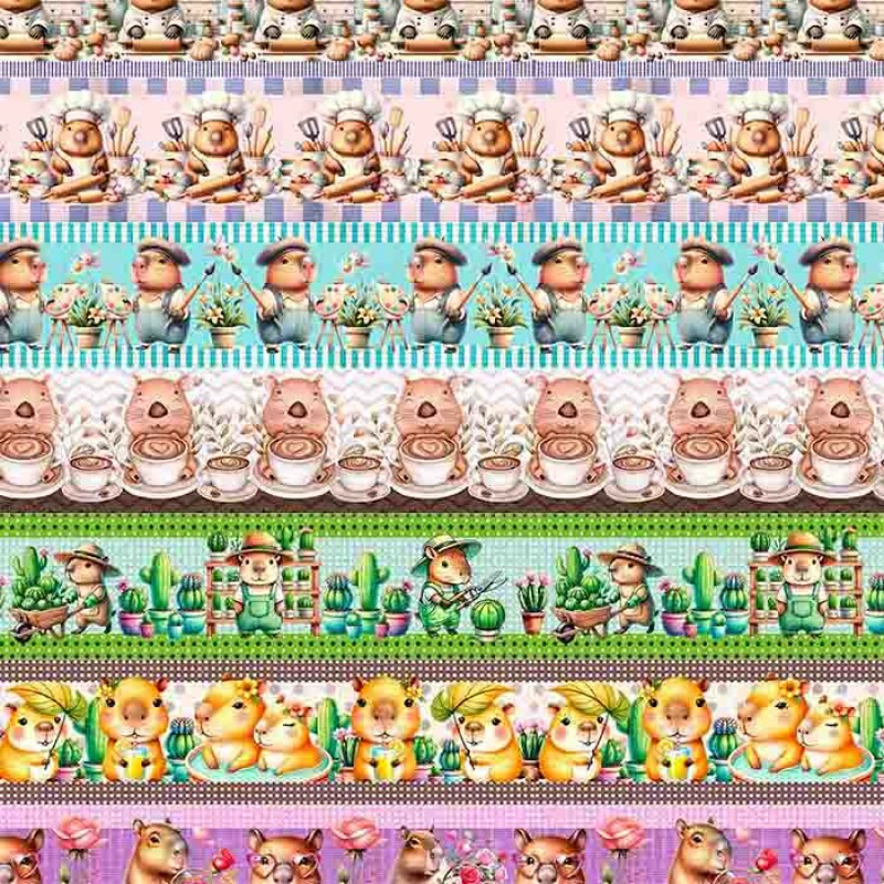 TRICOLINE COLEÇÃO CAPYBARAS - BARRADO 100% ALGODÃO 00136/001 TRICOLINE COLEÇÃO CAPYBARAS - BARRADO 100% ALGODÃO 00136/001