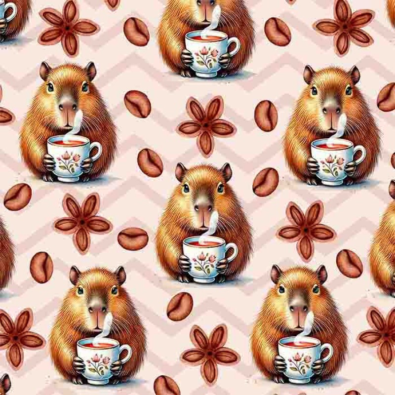 TRICOLINE 100% ALGODAO DIGITAL - COLEÇÃO CAPYBARAS - CAPIVARA E CAFÉ 00133/001 TRICOLINE 100% ALGODAO DIGITAL - COLEÇÃO CAPYBARAS - CAPIVARA E CAFÉ 00133/001