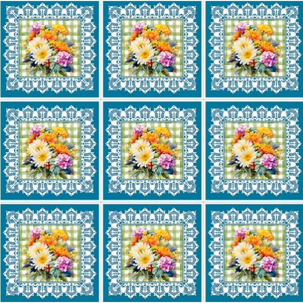 AG25 - TRICOLINE COL. JUARI SOUZA - ALMOFADA FD AZUL - 100% ALGODÃO - 00840/001