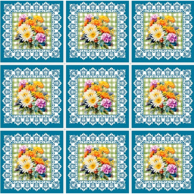 AG25 - TRICOLINE COL. JUARI SOUZA - ALMOFADA FD AZUL - 100% ALGODÃO - 00840/001