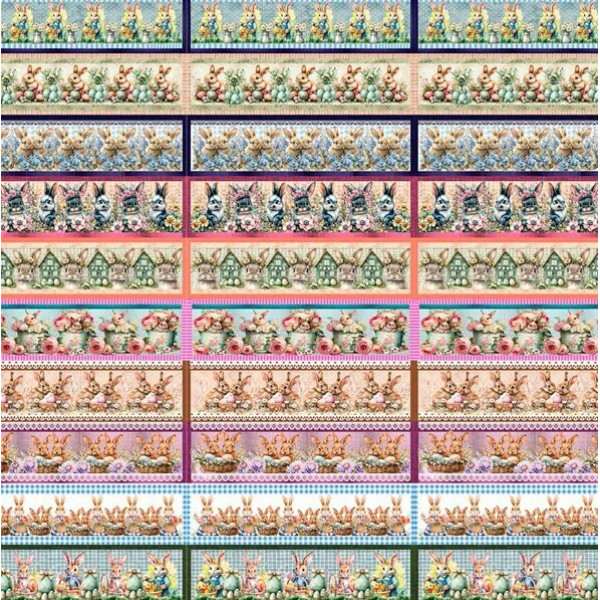 DZ25 - TRICOL. COLEÇÃO JUARI SOUZA - COLEÇÃO PASCOA 2026 - BARRADO - 100% ALGODÃO - A0783-001 - 0,55m X 1,50m