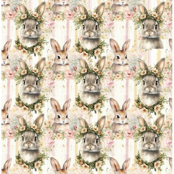 DZ25 - TRICOL. COLEÇÃO JUARI SOUZA - COLEÇÃO PASCOA 2026 - COELHOS ROSTO - 100% ALGODÃO - A0782-001