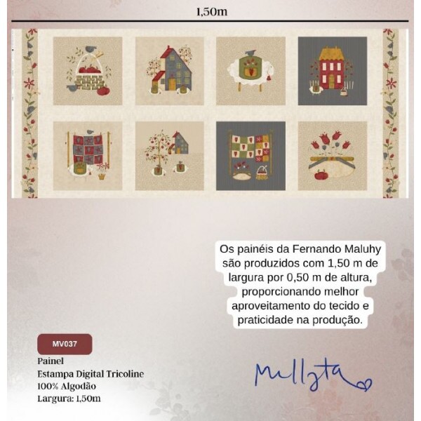 JL26-TRICOL. COLEÇÃO FARM SWEET FARM - MILLYTA VERGARA - PAINEL FAZENDA 1,48 x 0,64 - 100% ALGODÃO 03910-001