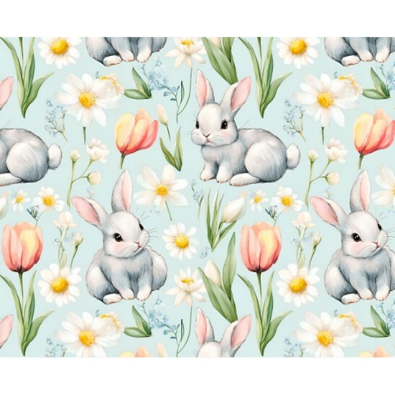 DZ25 - TRICOL. COLEÇÃO PASCOA 2026 - COELHOS FD AZUL CLARO - 100% ALGODÃO 04171-001