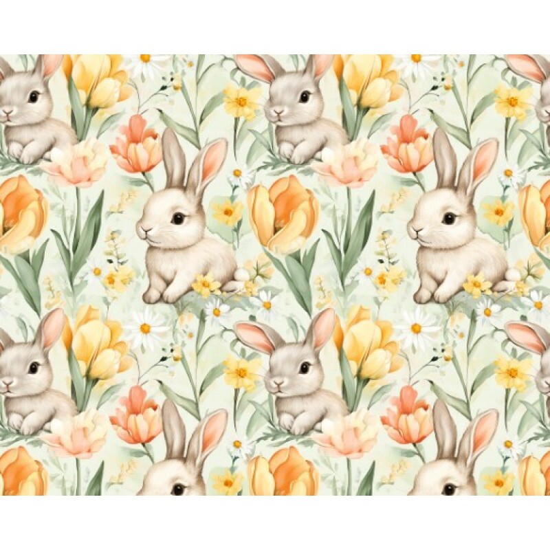 DZ25 - TRICOL. COLEÇÃO PASCOA 2026 - COELHOS E FLORES - 100% ALGODÃO 04170-001