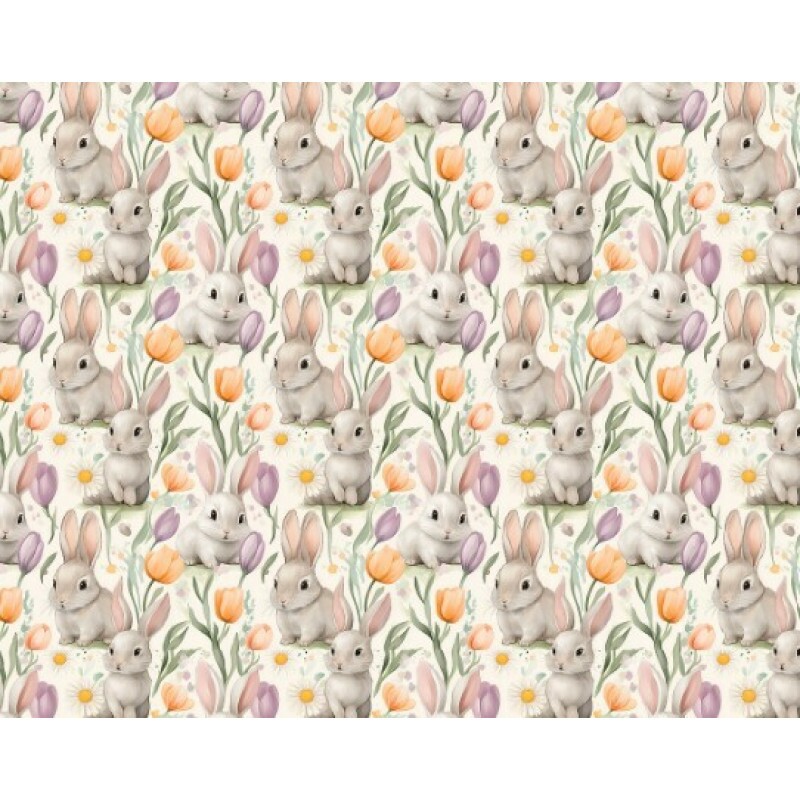 DZ25 - TRICOL. COLEÇÃO PASCOA 2026 - COELHOS COM TULIPAS - 100% ALGODÃO 04167-001