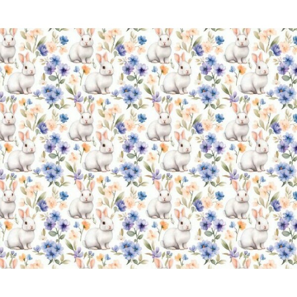 DZ25 - TRICOL. COLEÇÃO PASCOA 2026 - COELHOS COM FLORES LAVANDA - 100% ALGODÃO 04187-001