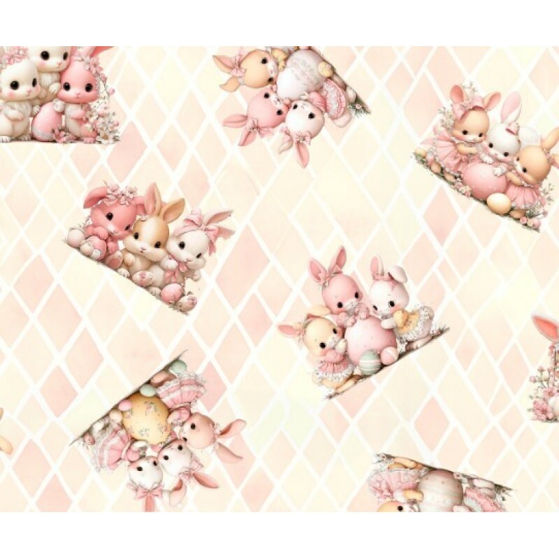 DZ25 - TRICOL. COLEÇÃO PASCOA 2026 - COELHOS FUNDO LOSANGO - 100% ALGODÃO 04236-001