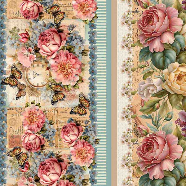 COLEÇÃO VINTAGE FLOWERS  - TRIC.DIGITAL - BARRADO DE FAIXA FLORAL - ( 83806 VAR,01 ) - C