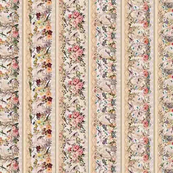COLEÇÃO VINTAGE FLOWERS - TRIC.DIGITAL - BARRADO DE FAIXA FLORAL C/ PASSAROS- ( 83804 VAR,01 ) - C