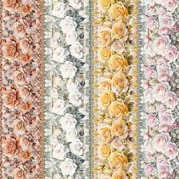 COLEÇÃO VINTAGE FLOWERS  - TRIC.DIGITAL - BARRADO DE FAIXA ROSAS - 86863 -C