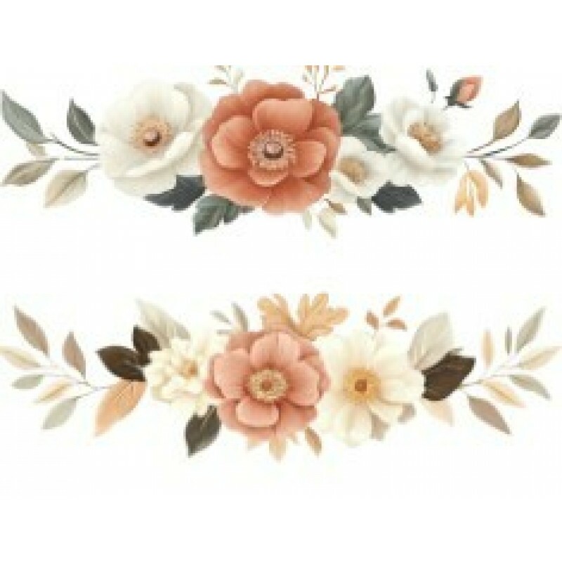 TRANSFER TEXTIL PASSE E CRIE - BARRADO DE FLORES ROSE E BRANCAS