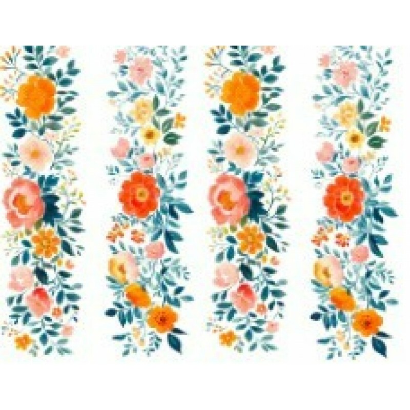 TRANSFER TEXTIL PASSE E CRIE - 4 BARRADOS NA HORIZONTAL FLORES LILAS