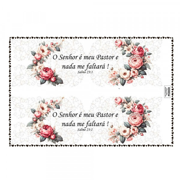 TRANSFER TEXTIL PASSE E CRIE - O SENHOR É O MEU PASTOR E NADA ME FALTARÁ